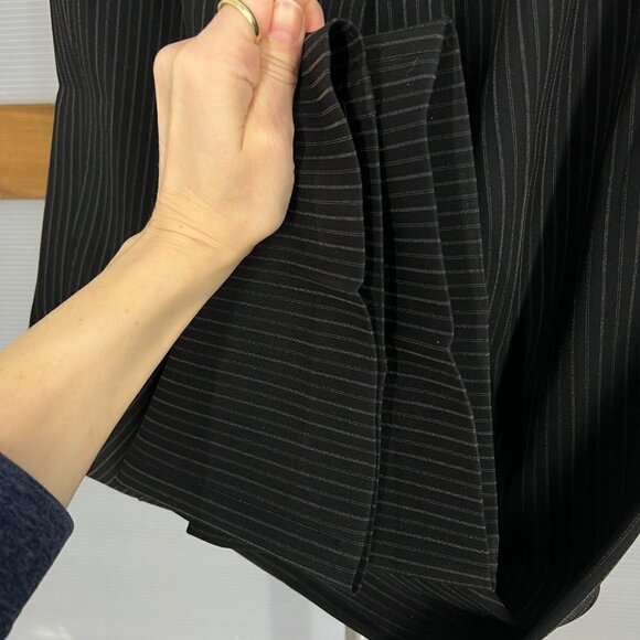 MaxMara Black Brown Pinstripes High Rise Straight Leg Trouser Dress Pant Sz 6 - Picture 6 of 14